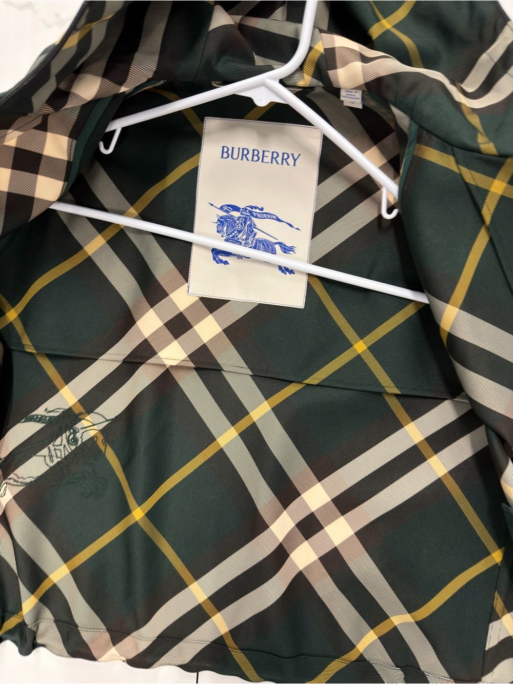 Burberry Cropped Check Ivy Green Plaid Hooded lightweight Jacket Coat - Picture 5 of 8